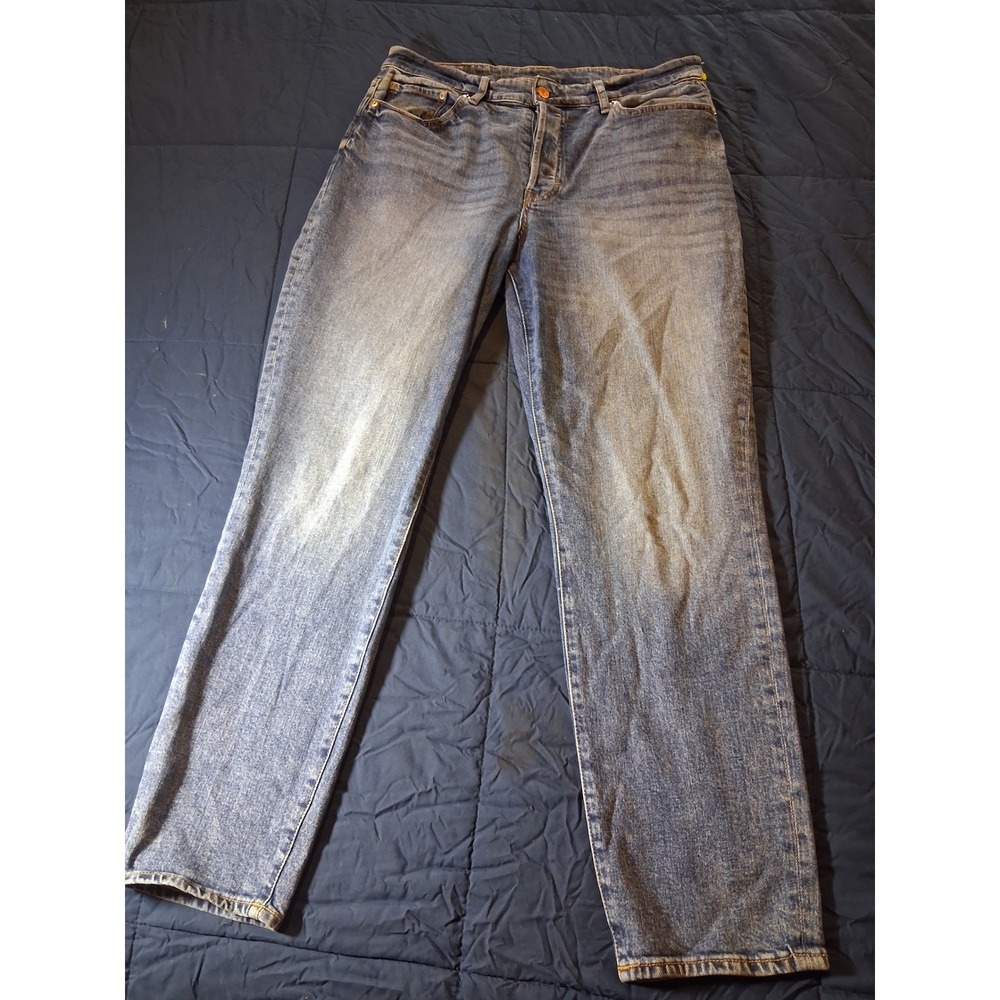 H&M &Denim Women Blue High Waist Mom Jeans Size 10 Button Fly Straight Leg‎ 4704